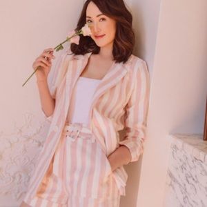 Brand New Chriselle Lim pastel pink striped blazer